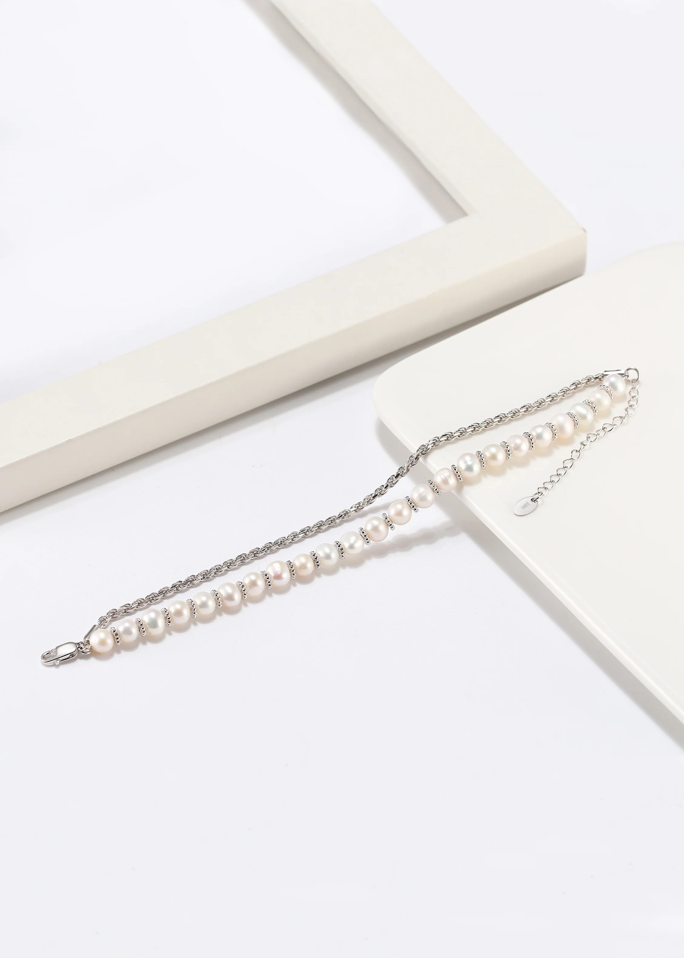 Pearl Rope Double Bracelet - Sterling Silver/Freshwater Pearl - Image 3