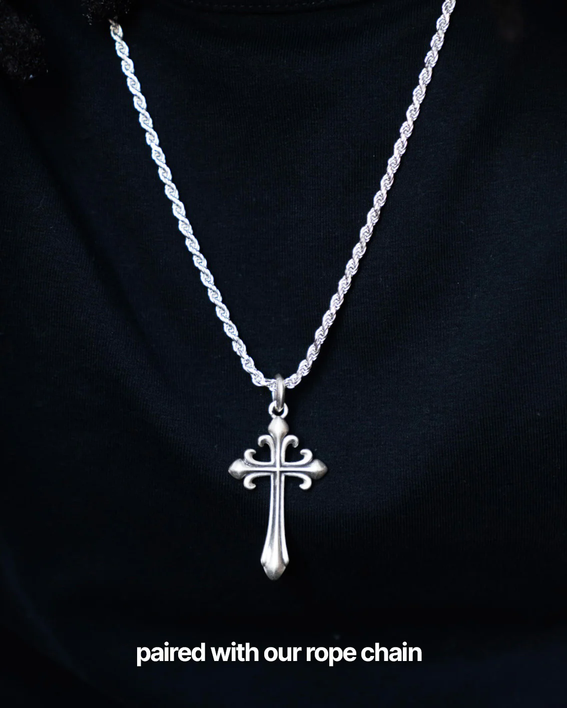 Santos Cross Necklace - Oxidized Silver - Image 3