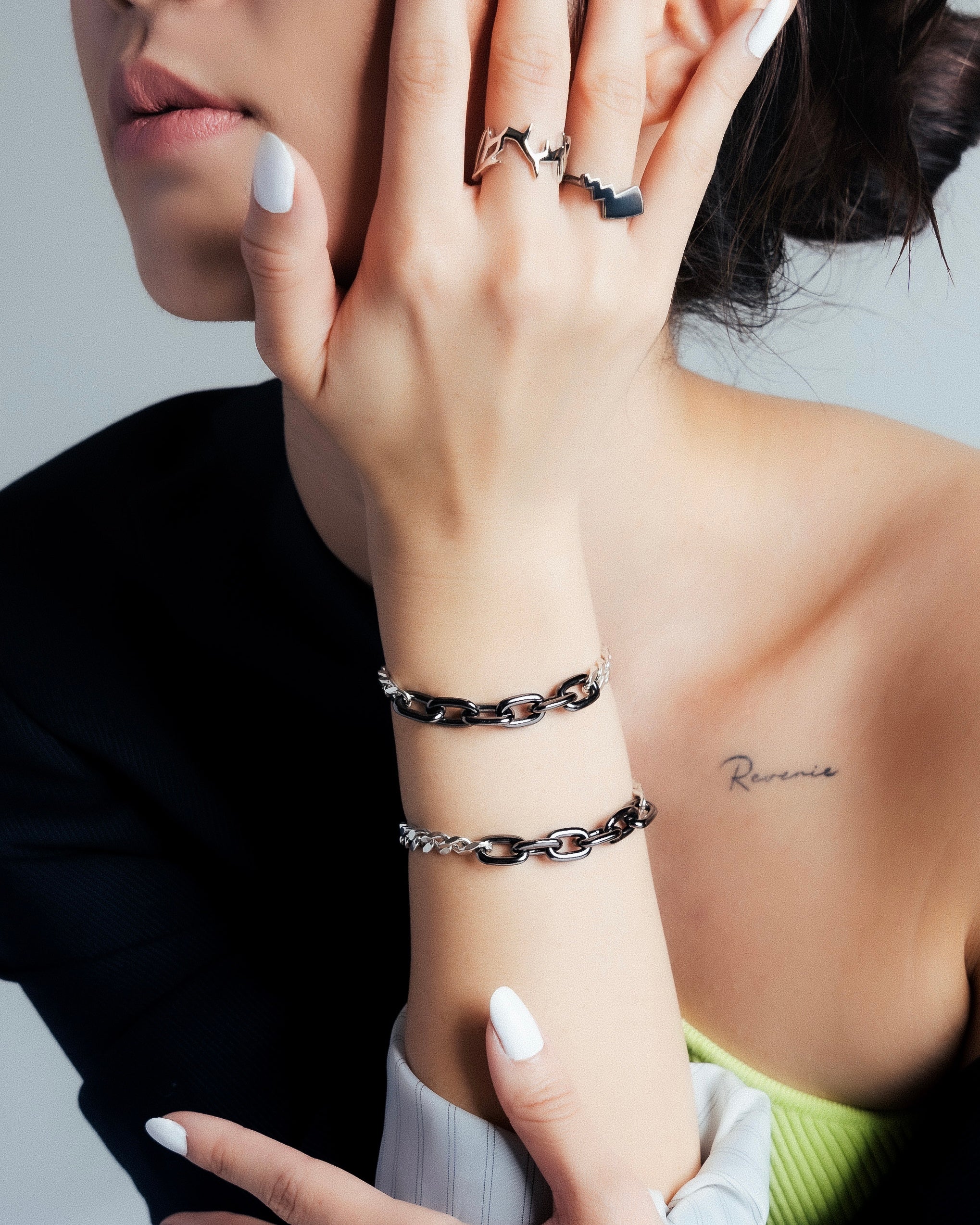 Split Cuban Bracelet - Sterling Silver/Black Gold - Image 3
